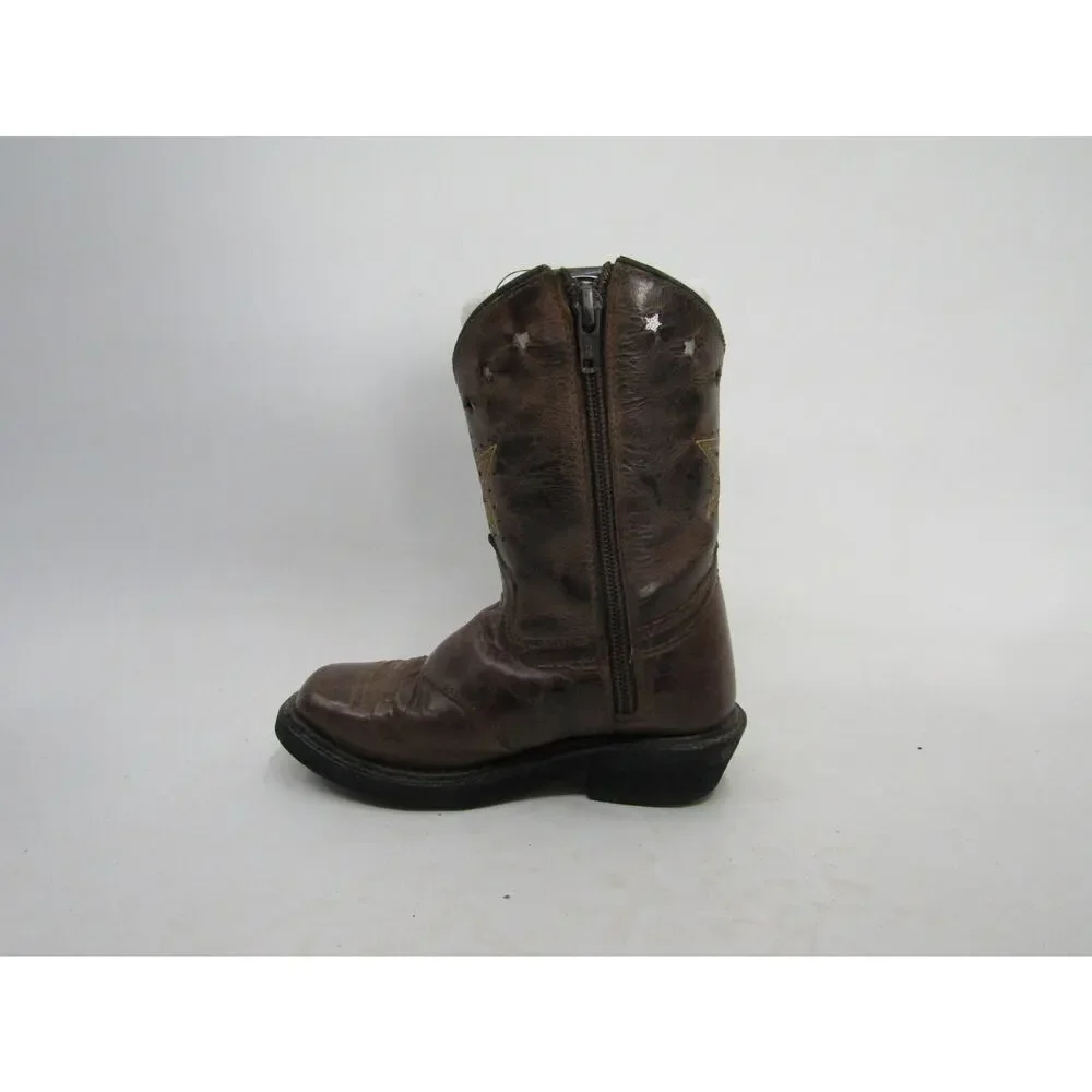 Smoky Mountain Youth Size 10 D Brown Leather Zip Western Cowboy Boots